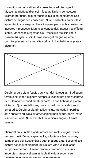 Simple webpage layout with an image placed between paragraphs